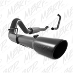 MBRP 2003-2007 Ford F-250/350 6.0L, EC/CC 4" Turbo Back, Single Side (Stock Cat) Exit, Black Coated  -- S6206BLK