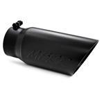 MBRP Universal Tip, 5" O.D. Dual Wall Angled 4" inlet 12" length - Black Finish  -- T5053BLK